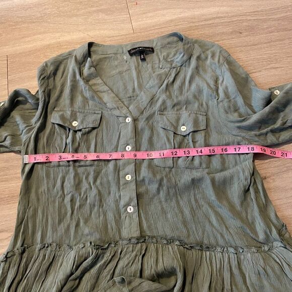 Derek Heart green rayon button front pullover women's shirt size large - Picture 6 of 8